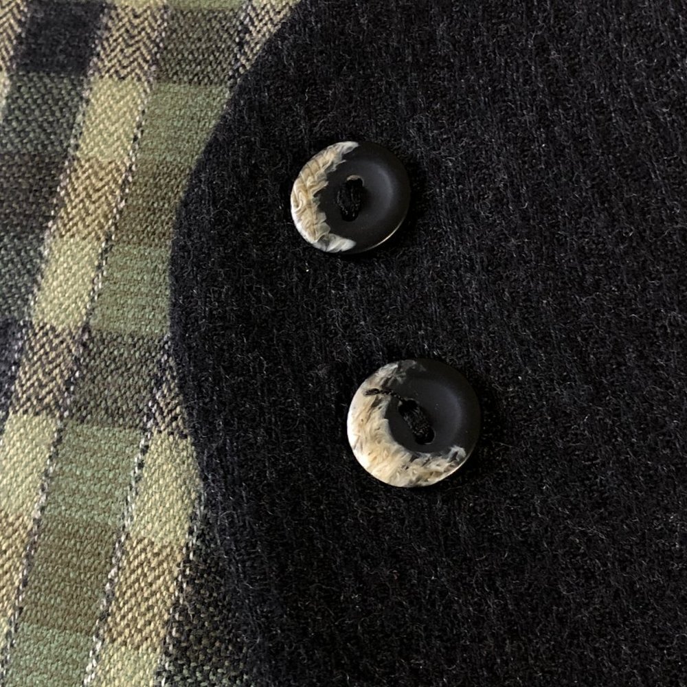 Vintage 90s wool checkered olive green and black blazer jacket, Plus size - Picture 12 of 16